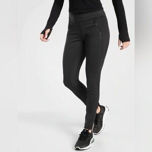 Athleta Jet Black Zippered Leggings
